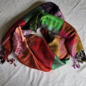 Beautiful multi-coloured pashmina/silk scarf